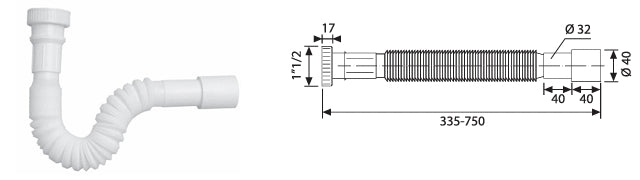 Kit completo piletta + tubo scarico per lavatesta